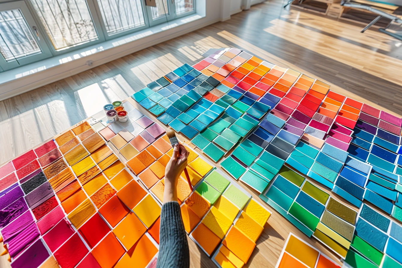 Harmonisation des couleurs de peinture dans un espace de vie ouvert pour une maison dynamique et cohérente